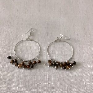 Silver Tone Drop Hoop Earrings